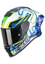 Kask integralny Scorpion EXO-R1 EVO II Air Cornering biało-niebiesko-zielony + Gratisy